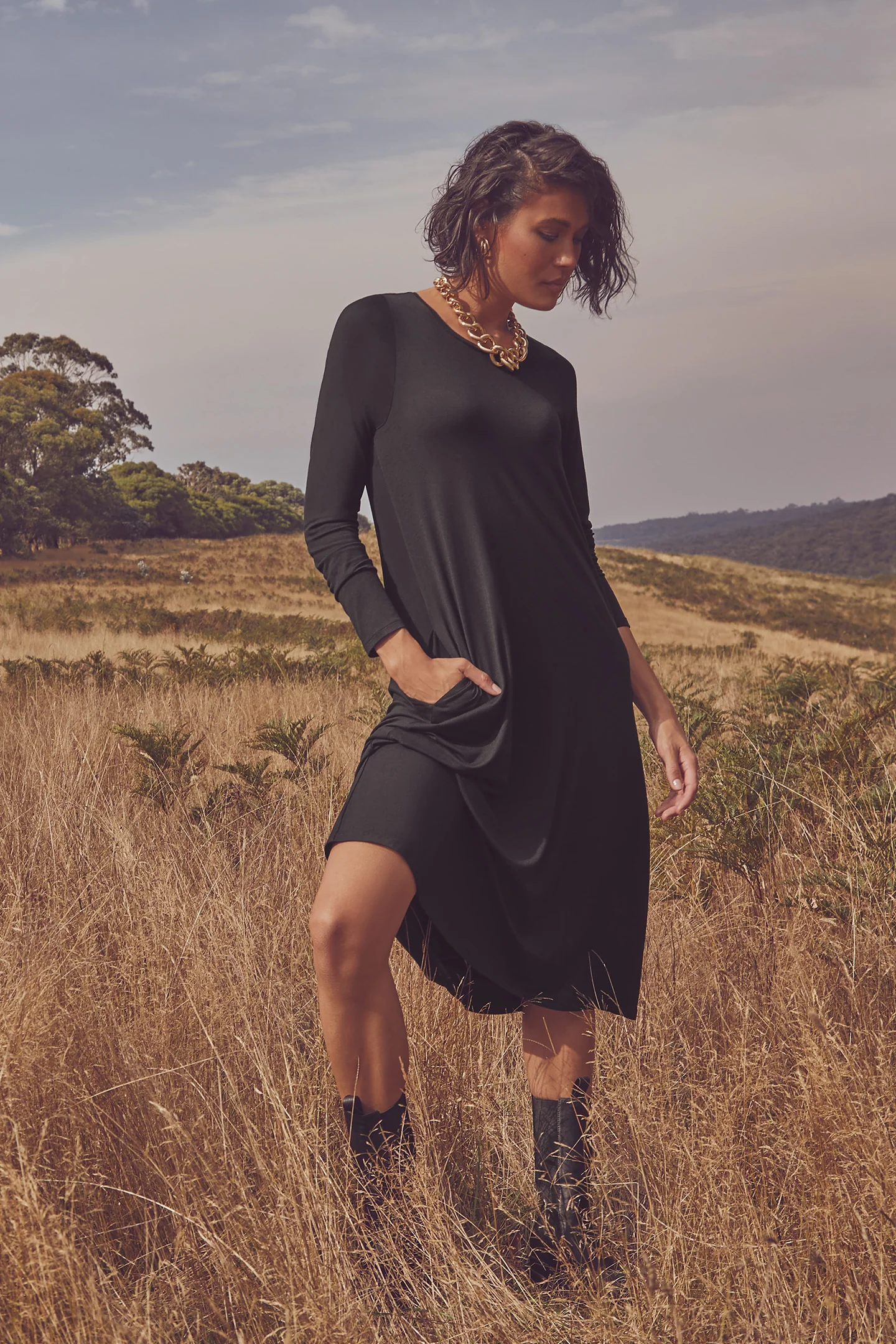 LONG SLEEVE MIDI DRESS - Image 6