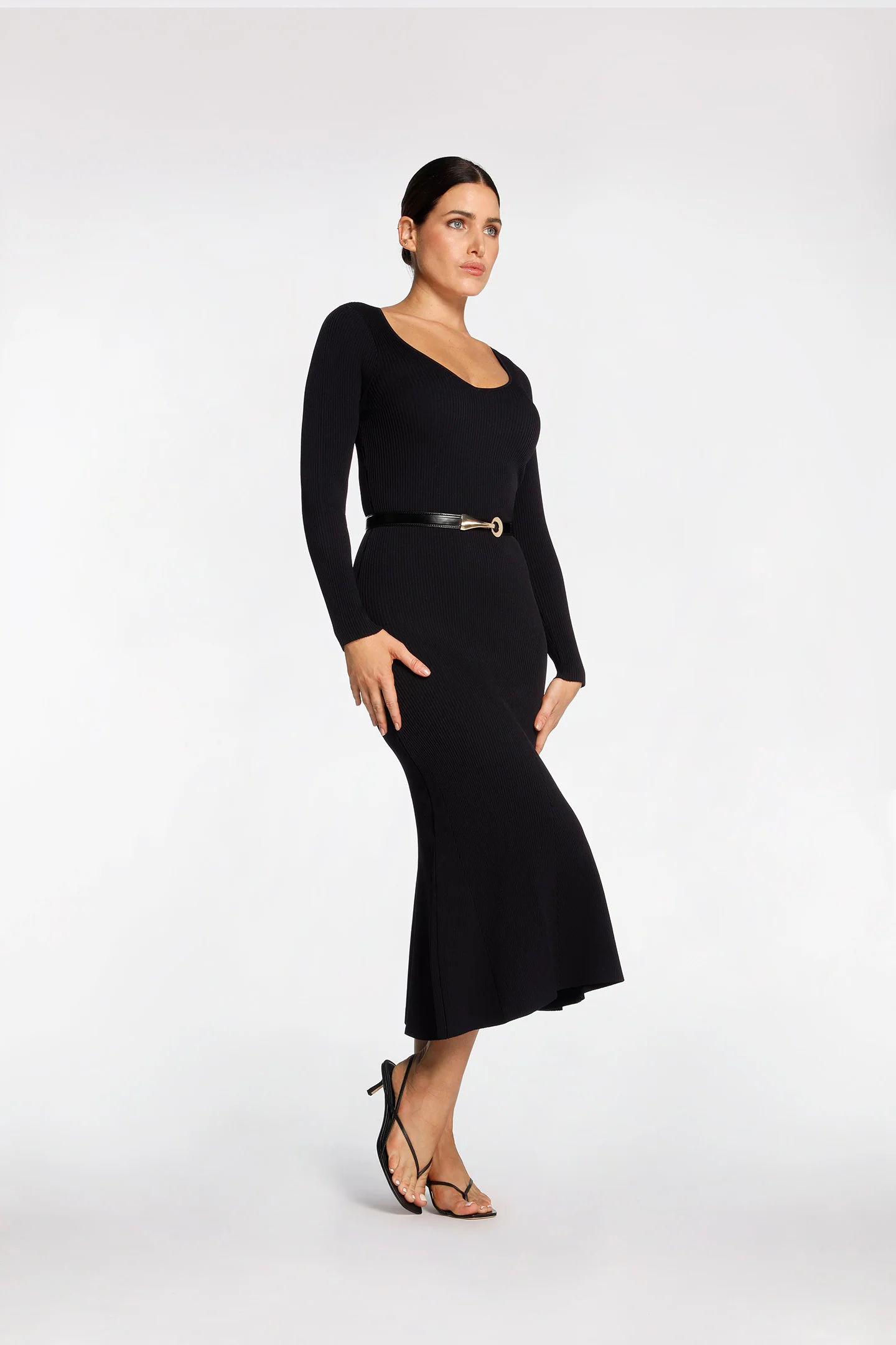 RIB LONG SLEEVE DRESS - Image 3