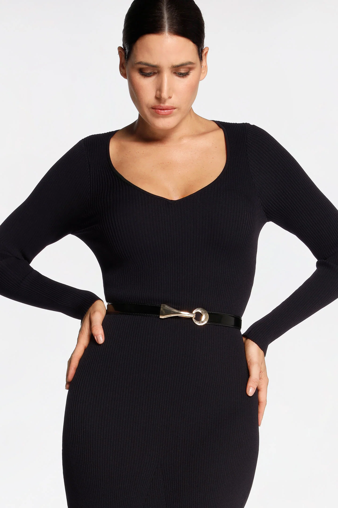 RIB LONG SLEEVE DRESS - Image 5