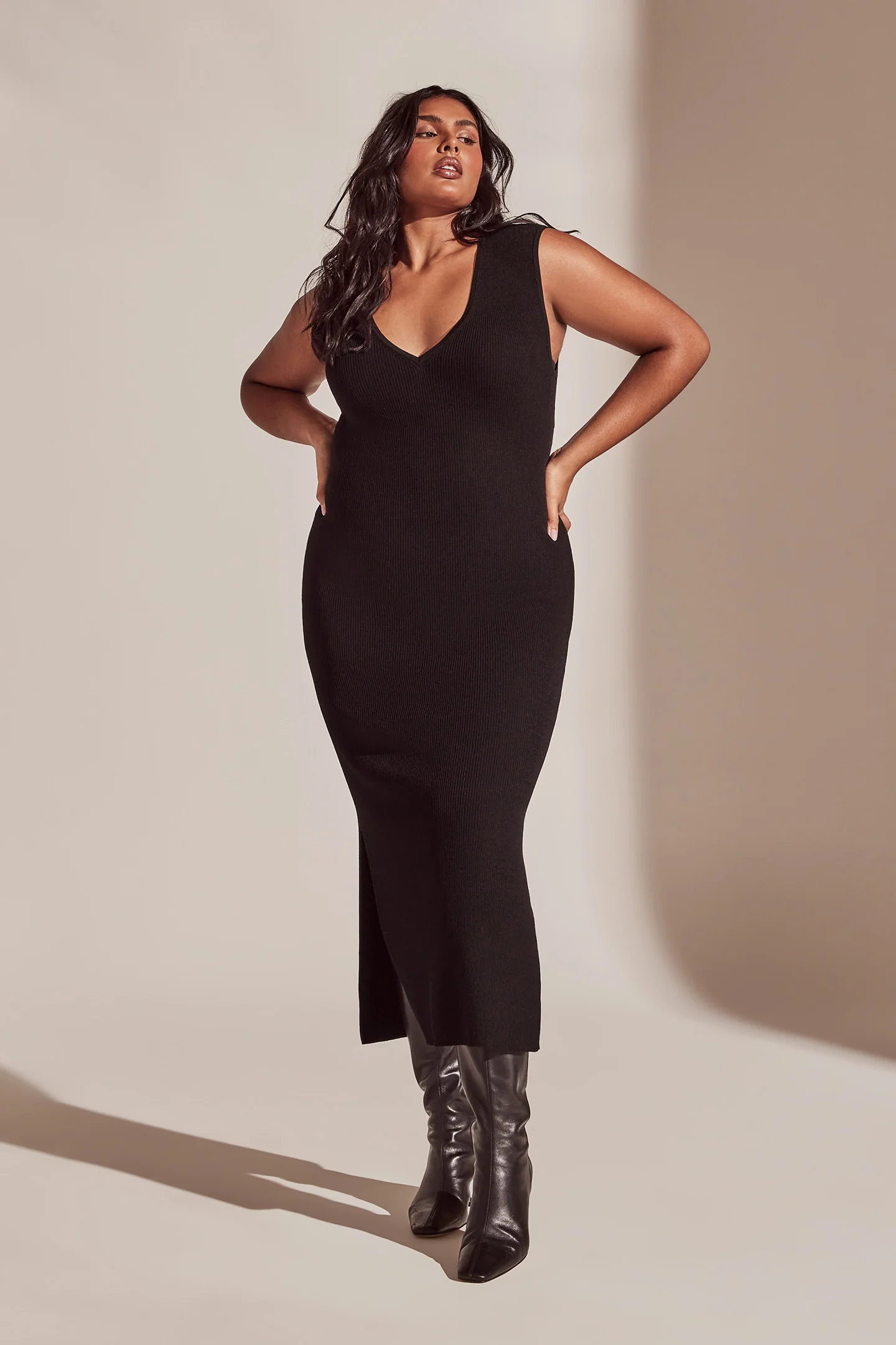 RIB V NECK DRESS - Image 3
