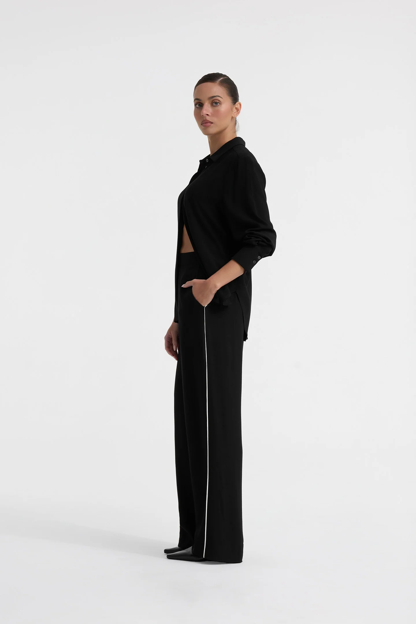 SIDE STRIPE CREPE PANT - Image 3